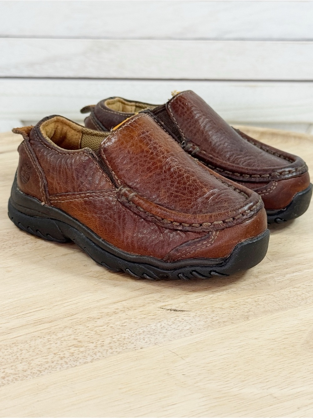 Timberland Carlsbad Leather Slip On Loafers Brown Toddler Size 6